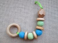 Happy Caterpillar Wood and Crocheted Beads Teething Grasping Baby Toy