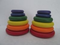 Rainbow Wood Ring Stackers Waldorf Inspired, Educational Child's Toy, Game