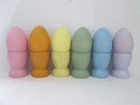 Pastel Rainbow Egg and Cup Color Matching, Waldorf Inspired, Educational Child's Toy, Game