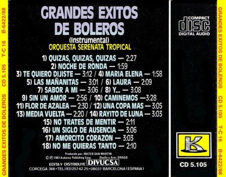 Orquesta Serenata Tropical – Grandes Éxitos de Boleros (1987)