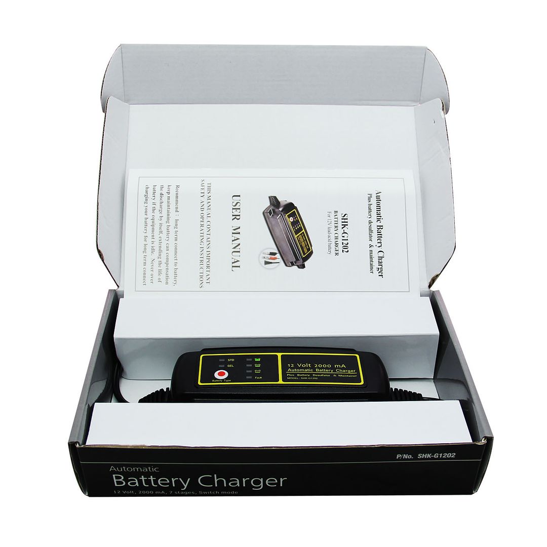 12V 2A Automatic Motorcycle Lead Acid Battery Charger With Maintenance 