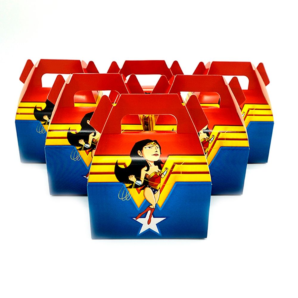 Articles De Fete 6pcs Wonder Woman Theme Fete D Anniversaire Fournitures Decoration Candy Box For Kids Sacs Pochettes Surprises Urbanbat Org