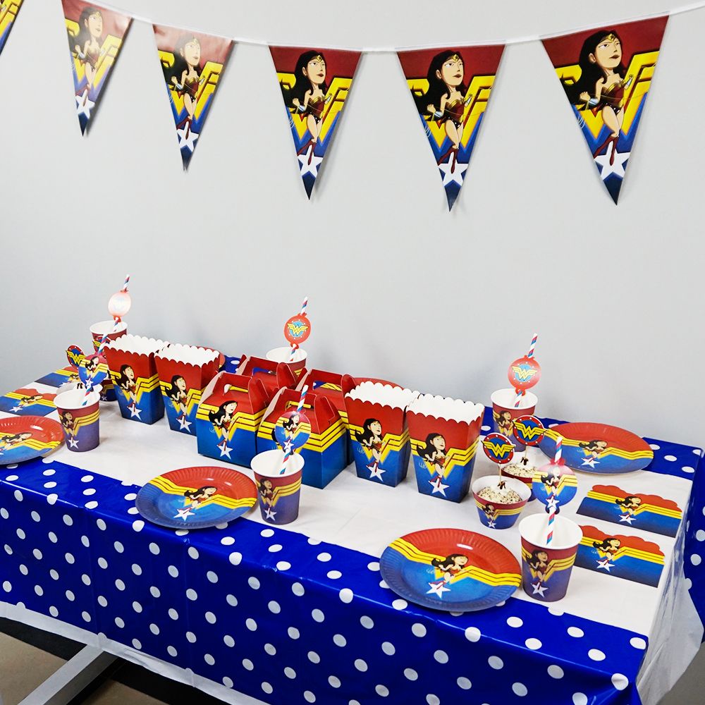 98pcs Wonder Woman Theme For 12 Kids Tableware Set Birthday Party Supplies Ebay